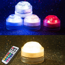 Load image into Gallery viewer, Mini RGB LED Light Bulb Button Battery Round Candle Bulb Underwater Lamp With Remote Control Waterproof lamps Submersible Lights