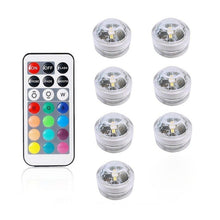 Load image into Gallery viewer, Mini RGB LED Light Bulb Button Battery Round Candle Bulb Underwater Lamp With Remote Control Waterproof lamps Submersible Lights