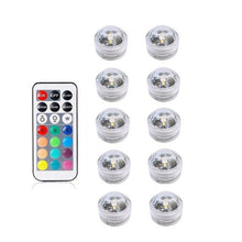 Load image into Gallery viewer, Mini RGB LED Light Bulb Button Battery Round Candle Bulb Underwater Lamp With Remote Control Waterproof lamps Submersible Lights