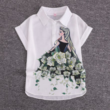 Load image into Gallery viewer, 2020 summer 2 pieces suits girl print chiffon blouse shirt women tops + shorts set Women two piece set tracksuit With Belt