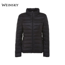 Load image into Gallery viewer, Spring Autumn Women Ultralight Thin Down Jacket White Duck Down Hooded Jackets Warm Winter Coat Parka Female Portable Outwear