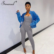 Load image into Gallery viewer, Simenual Ribbed Casual Workout Rompers Womens Jumpsuit Backless Sleeveless Fitness Active Wear Bodycon Fashion Jumpsuits Summer