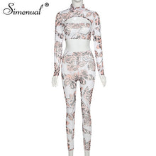 Load image into Gallery viewer, Simenual Leopard Mesh Sexy Hot 3 Piece Sets Women Party Club Long Sleeve Bodycon Outfits Transparent Top And Pants Matching Set