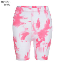 Load image into Gallery viewer, Sisterlinda Neon Tie-dye Graphic Top Tees Shorts Women Summer Loose Long T-shirt Bike Shorts Casual Streetwear Female Clothing