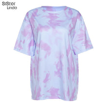 Load image into Gallery viewer, Sisterlinda Neon Tie-dye Graphic Top Tees Shorts Women Summer Loose Long T-shirt Bike Shorts Casual Streetwear Female Clothing