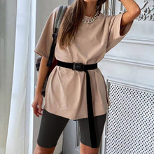Load image into Gallery viewer, Wixra Womens Suits Leisure Wear Suit With Sashes Short Sleeve Tee+Shorts Casual Wear Womens Two Pieces Sets Summer