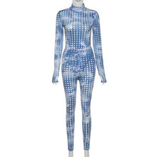 Load image into Gallery viewer, Simenual Hollow Out Tie Dye Workout Matching Sets Women Long Sleeve Transparent Fitness 2 Piece Outfits Bodysuit And Pants Set