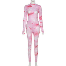 Load image into Gallery viewer, Simenual Hollow Out Tie Dye Workout Matching Sets Women Long Sleeve Transparent Fitness 2 Piece Outfits Bodysuit And Pants Set