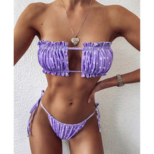 Load image into Gallery viewer, Sexy Bikini 2020 Pleated Bandeau Swimsuit Female Swimwear Women Mini Thong Bikini Set Bather Swimming Beachwear for Bathing Suit