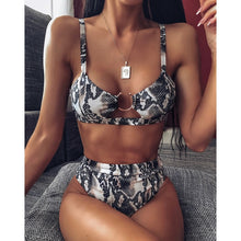 Load image into Gallery viewer, Sexy Swimsuit Women High Waist Bikini Micro High Leg Swimming Suit for Bathing Suit Snake Print Swimwear Women 2020 Bikinis Set