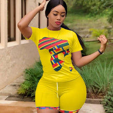 Load image into Gallery viewer, Biker Shorts 2 Piece Set Plus Size Outfits for Women Suits Casual Two Piece Set Summer Matching Sets Tracksuit Women Sportwear