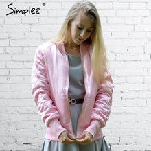 Load image into Gallery viewer, Simplee Winter parkas casual baseball jacket Women long sleeve stand collar jacket coat Autumn streetwear army green jacket tops
