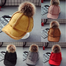 Load image into Gallery viewer, Autumn Winter Children Hat Multicolor Thickened Warm Baseball Solid Hairball Spring, Fall, Cap Casual