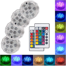 Load image into Gallery viewer, 10 Led Remote Controlled RGB Submersible Light Battery Operated Underwater Night Lamp Outdoor Vase Bowl Garden Party Decoration