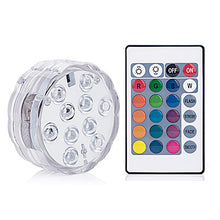 Load image into Gallery viewer, 10 Led Remote Controlled RGB Submersible Light Battery Operated Underwater Night Lamp Outdoor Vase Bowl Garden Party Decoration