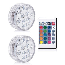 Load image into Gallery viewer, 10 Led Remote Controlled RGB Submersible Light Battery Operated Underwater Night Lamp Outdoor Vase Bowl Garden Party Decoration