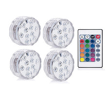 Load image into Gallery viewer, 10 Led Remote Controlled RGB Submersible Light Battery Operated Underwater Night Lamp Outdoor Vase Bowl Garden Party Decoration