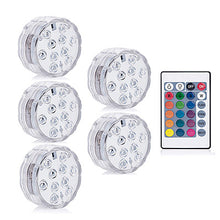 Load image into Gallery viewer, 10 Led Remote Controlled RGB Submersible Light Battery Operated Underwater Night Lamp Outdoor Vase Bowl Garden Party Decoration
