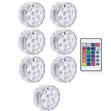 Load image into Gallery viewer, 10 Led Remote Controlled RGB Submersible Light Battery Operated Underwater Night Lamp Outdoor Vase Bowl Garden Party Decoration