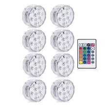 Load image into Gallery viewer, 10 Led Remote Controlled RGB Submersible Light Battery Operated Underwater Night Lamp Outdoor Vase Bowl Garden Party Decoration