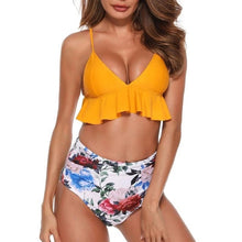 Load image into Gallery viewer, 2019 Women Sexy Bikini Swimwear Ruffle Bikini Set High/Low Waist Padded Bra G-string Split Swimsuit Beachwear Bikinis Set