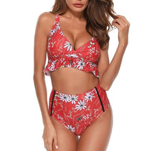 Load image into Gallery viewer, 2019 Women Sexy Bikini Swimwear Ruffle Bikini Set High/Low Waist Padded Bra G-string Split Swimsuit Beachwear Bikinis Set