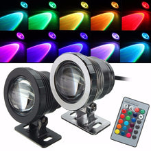 Load image into Gallery viewer, 10W RGB Underwater LED Light Waterproof Spotlight Landscape Lighting Fountain Pool Lamp Decor With 24 Keys Remote Control
