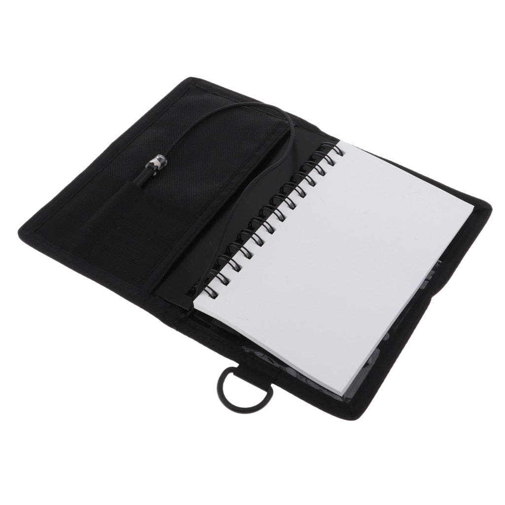 Scuba Diving Writing Board Underwater Slate Gear with Pencil Clip PU Leather & PP Polypropylene Wearing Resistance