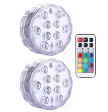 Load image into Gallery viewer, Submersible LED Lights, Underwater Waterproof Battery Operated Remote Control Wireless Multi Color 10 LED RGB  Tub Swimming Pool
