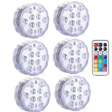 Load image into Gallery viewer, Submersible LED Lights, Underwater Waterproof Battery Operated Remote Control Wireless Multi Color 10 LED RGB  Tub Swimming Pool
