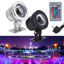 Load image into Gallery viewer, 10W/20W  RGB Led Underwater Light Waterproof IP68 Fountain Pool Ponds Aquarium Tank Lamp 16 color+ Remote controller Spot Lights
