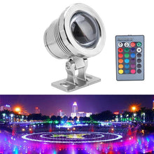 Load image into Gallery viewer, 10W/20W  RGB Led Underwater Light Waterproof IP68 Fountain Pool Ponds Aquarium Tank Lamp 16 color+ Remote controller Spot Lights
