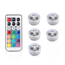 Load image into Gallery viewer, Mini RGB LED Light Bulb Button Battery Round Candle Bulb Underwater Lamp With Remote Control Waterproof lamps Submersible Lights
