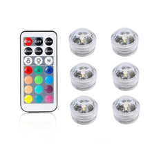 Load image into Gallery viewer, Mini RGB LED Light Bulb Button Battery Round Candle Bulb Underwater Lamp With Remote Control Waterproof lamps Submersible Lights
