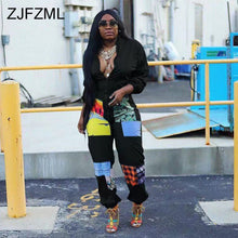 Load image into Gallery viewer, Plaid Panelled Sexy Jumpsuit for Women Standing Collar Front Zipper Slim Playsuit Party Clubwear Long Sleeve Plus Size Rompers
