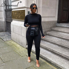 Load image into Gallery viewer, Simenual Basic Solid Skinny Women Two Piece Set Casual Fashion Workout Active Wear Bodycon Outfits Long Sleeve Top And Pants Set
