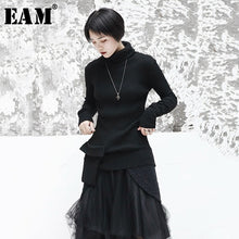 Load image into Gallery viewer, [EAM] Black Pocket Stitch Knitting Sweater Loose Fit Turtleneck Long Sleeve Women Pullovers New Fashion Tide Spring 2020 JI097

