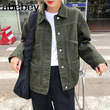 Load image into Gallery viewer, Streetwear Oversize Denim Jacket For Women Casual Candy Color Purple Bomber Jeans Coat BF Style Loose Outwear tops A9025
