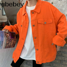 Load image into Gallery viewer, Streetwear Oversize Denim Jacket For Women Casual Candy Color Purple Bomber Jeans Coat BF Style Loose Outwear tops A9025

