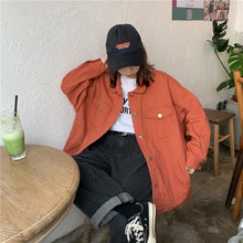 Load image into Gallery viewer, Streetwear Oversize Denim Jacket For Women Casual Candy Color Purple Bomber Jeans Coat BF Style Loose Outwear tops A9025
