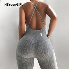Load image into Gallery viewer, HEYounGIRL Cross Bandage Bodycon Long Jumpsuit Rompers Sleeveless Backless Sexy Jump Suits for Women Fitness Summer Overalls
