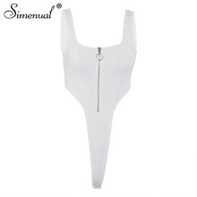 Load image into Gallery viewer, Simenual Zipper Sexy Hot Women Bodycon Bodysuits Sleeveless Fashion 2020 Summer Solid Clubwear Square Collar Bodysuit Basic Slim
