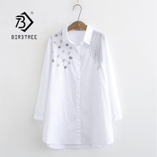 Load image into Gallery viewer, New Arrival Women Dot Embroidery Cotton White Shirt Turn Down Collar Long Sleeve Blouse Plus Size 4XL Tops Casual Feminina Blusa
