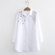Load image into Gallery viewer, New Arrival Women Dot Embroidery Cotton White Shirt Turn Down Collar Long Sleeve Blouse Plus Size 4XL Tops Casual Feminina Blusa
