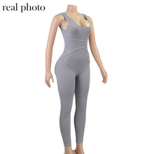 Load image into Gallery viewer, Simenual Ribbed Casual Workout Rompers Womens Jumpsuit Backless Sleeveless Fitness Active Wear Bodycon Fashion Jumpsuits Summer
