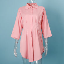 Load image into Gallery viewer, Spring Solid Casual Women Shirt Turn Down Collar Half Sleeve Shirts Female 2020 Summer Irregular hem Office Lay Women's Clothing
