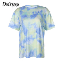 Load image into Gallery viewer, Darlingaga Casual Tie Dye Two Piece Set Women Tracksuit Fashion Summer Top and Biker Shorts Matching Sets Outfits Sportswear New
