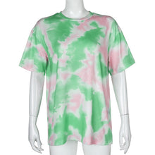 Load image into Gallery viewer, Sweetown Casual Tie Dye Two Piece Set Matching Sets Women Gym Clothing Short Sleeve Oversized Tshirt And Shorts Set Track Suits
