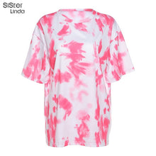 Load image into Gallery viewer, Sisterlinda Neon Tie-dye Graphic Top Tees Shorts Women Summer Loose Long T-shirt Bike Shorts Casual Streetwear Female Clothing
