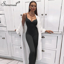 Load image into Gallery viewer, Simenual V Neck Strap Fitness Grey Rompers Womens Jumpsuit Sleeveless Fashion Workout Active Wear Casual Solid Bodycon Jumpsuits

